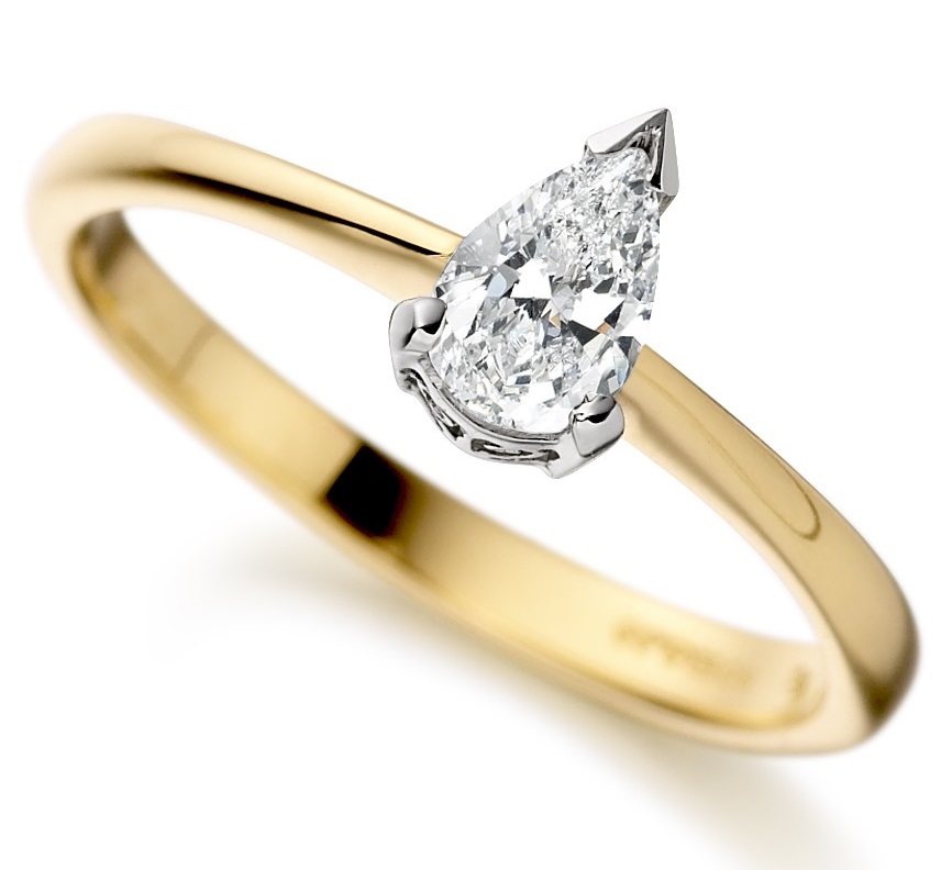 Pear Shape Yellow Gold Diamond Engagement Ring ICD2722 Main Image